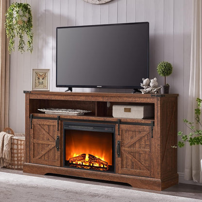 Fireplace TV Stand for 65+ Inch TV, Farmhouse Style