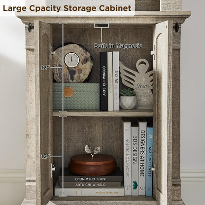 72" Farmhouse Bookcase with Adjustable Shelves and Storage Cabinet Doors