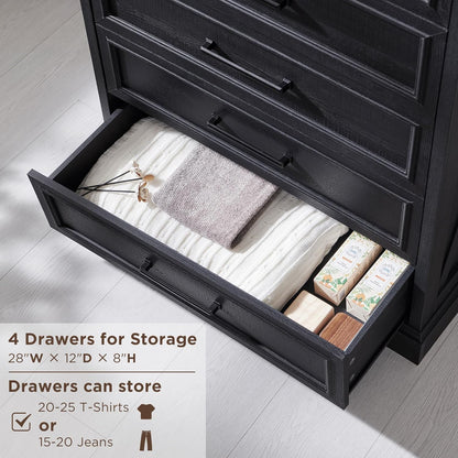 Farmhouse 6-Drawer Black Dresser, Wood Organizer for Bedroom, Living Room