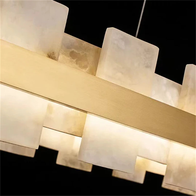 Denise Anita Modern Round Alabaster Chandelier For Living Room