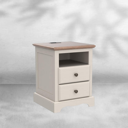 Espresso Nightstand with Charging Station and Two Drawers