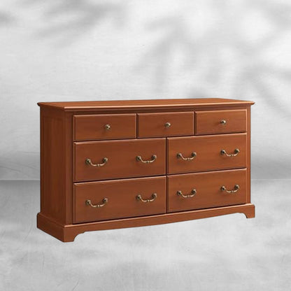 Rustic 7 Drawer Wood Dresser Chest for Bedroom