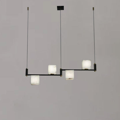 Modern Alabaster Cubic Island Chandelier, Kitchen Island Pendant Light, Pendant Lamp Over Dining Table