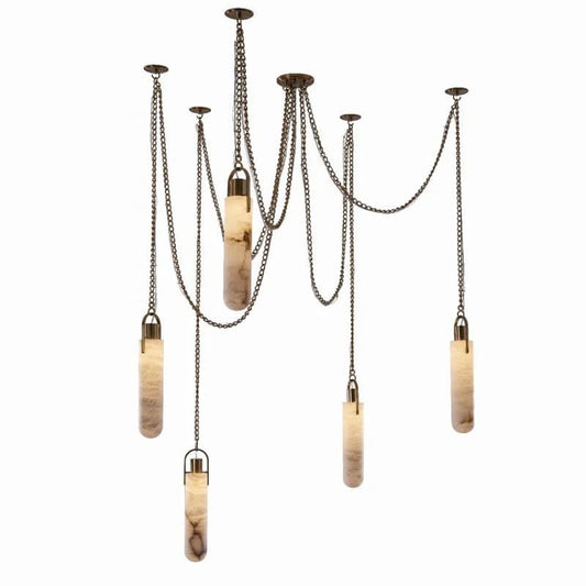 Alabaster Flint Led multi-drop 5 lights Chandelier