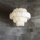 Nirvana Alabaster Multi-Tiered Round Chandelier For Living Room, Upscale Chandelier Lighting