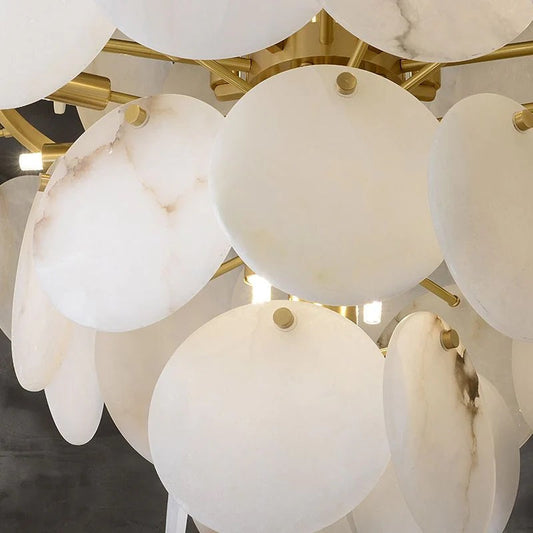 Nirvana Alabaster Multi-Tiered Round Chandelier For Living Room, Upscale Chandelier Lighting