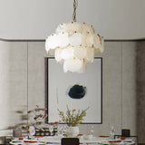 Nirvana Alabaster Multi-Tiered Round Chandelier For Living Room, Upscale Chandelier Lighting