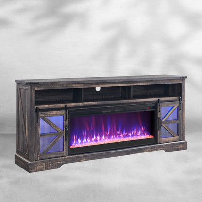 Fireplace TV Stand for 85" TV, Farmhouse Entertainment Center