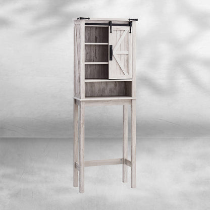 Farmhouse Over The Toilet Storage Cabinet with Sliding Barn Door