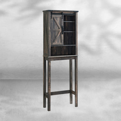 Farmhouse Over The Toilet Storage Cabinet with Sliding Barn Door