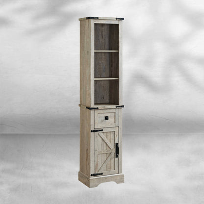 Farmhouse Bathroom Storage Cabinet with Adjustable Shelves and Drawer