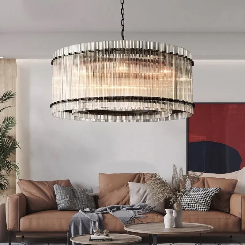 Golden Tea Modern Round Glass Chandelier 48"