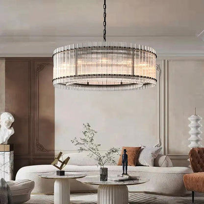 Golden Tea Modern Round Glass Chandelier 37"