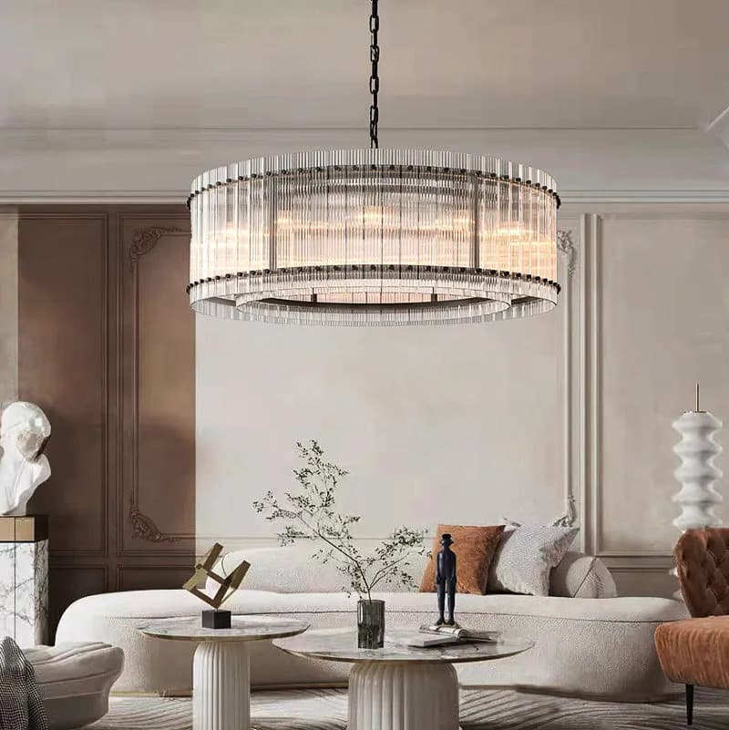 Golden Tea Modern Round Glass Chandelier 37"