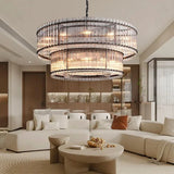 Golden Tea 2-Tier Round Glass Chandelier 37"
