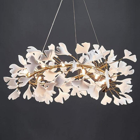 Denise Ceramic Ginkgo Round Copper Chandelier