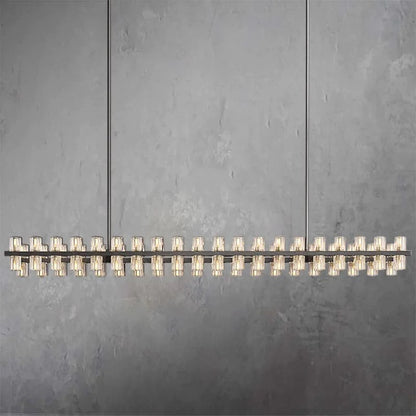 Wine-Glass Rectangular Modern Chandelier 72" Over Dining Table
