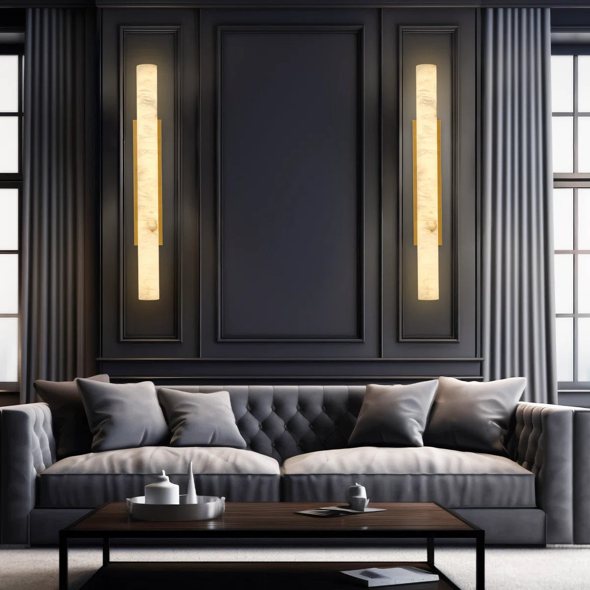 The Celestial 4-Foot Solid Alabaster Grand Sconce