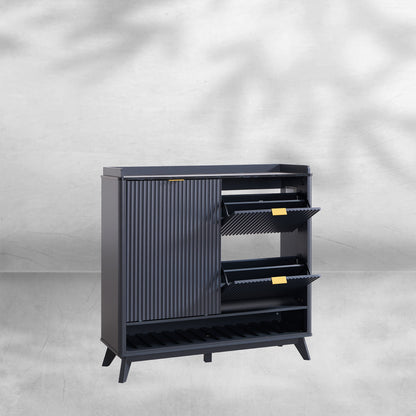 Fluted Shoe Storage Cabinet - Organizer for Entryway