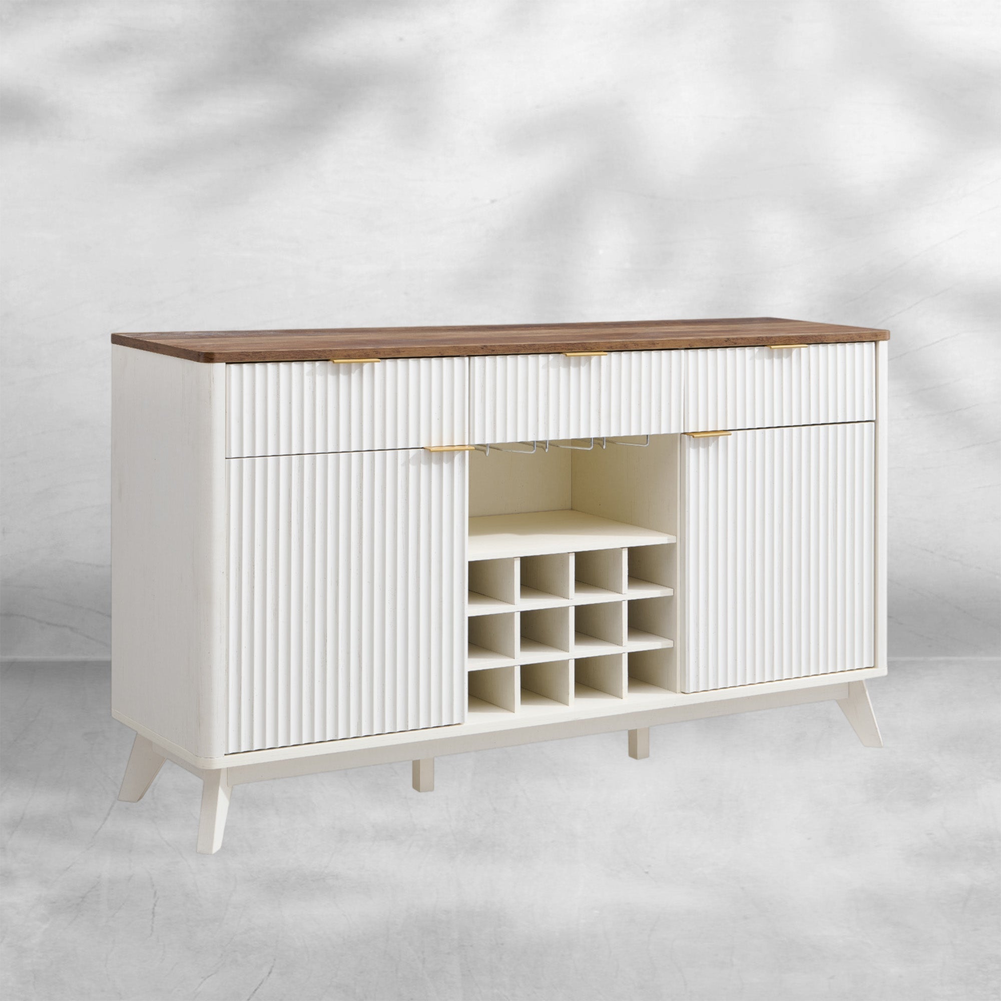 Modern Coffee Bar Fluted Wine Bar Cabinet 60"