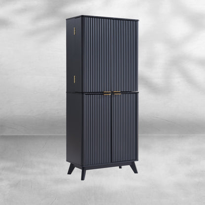 Mid-Century Modern Fluted Kitchen Pantry Cabinet 72"