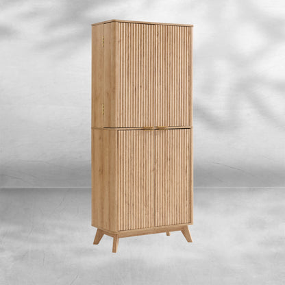 Mid-Century Modern Fluted Kitchen Pantry Cabinet 72"