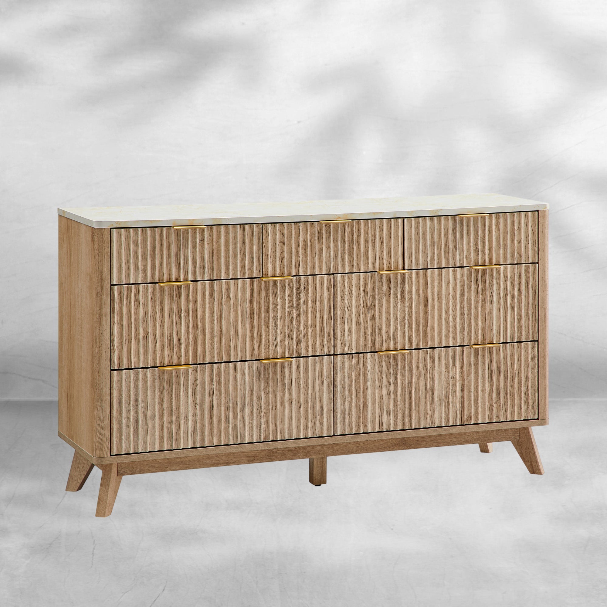 Modern Curved Fluted 7-Drawer Dresser