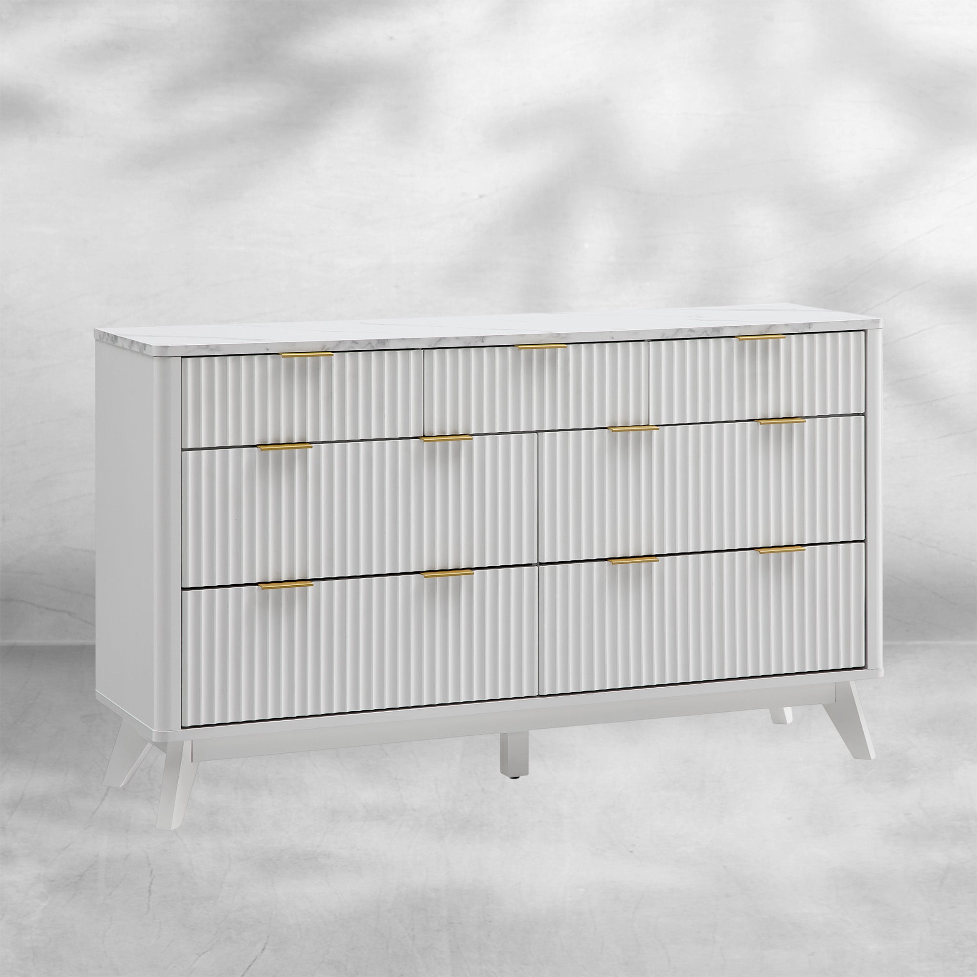 Modern Curved Fluted 7-Drawer Dresser