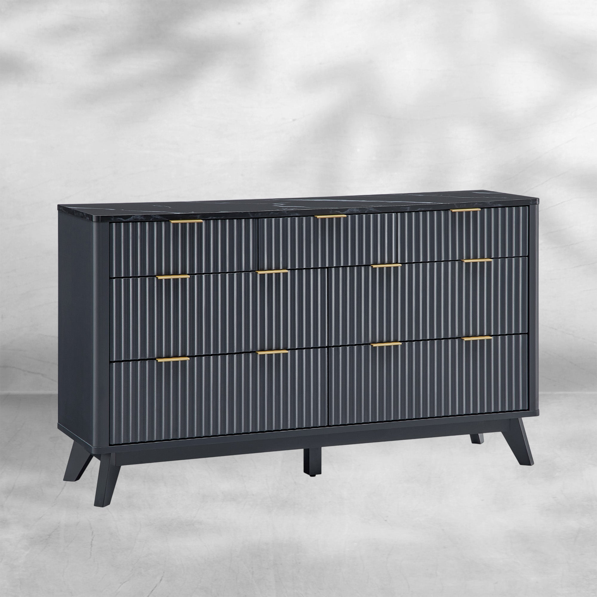 Modern Curved Fluted 7-Drawer Dresser