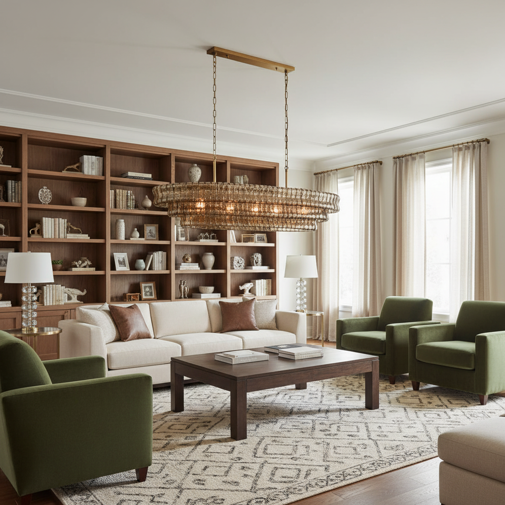 Denise Ghiaccio Oval Chandelier in Glass Brass 54"/65"