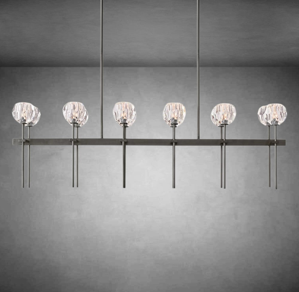 Bolura De Cristal Clear Glass Double Linear Chandelier