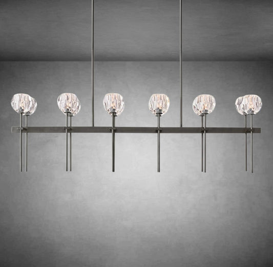 Bolura De Cristal Clear Glass Double Linear Chandelier