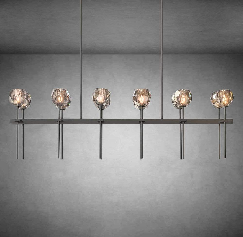 Bolura De Cristal Clear Glass Double Linear Chandelier