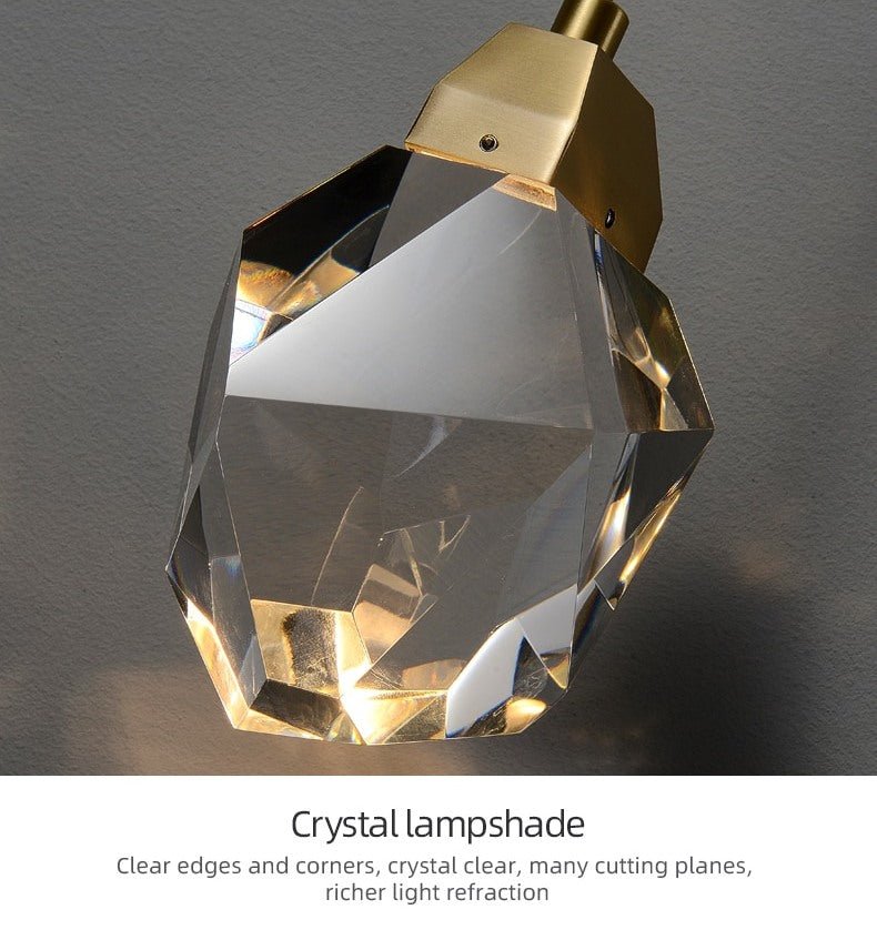 Deniselamp® Gold Minimalist Diamond Design Crystal Pendant Wall Lamp