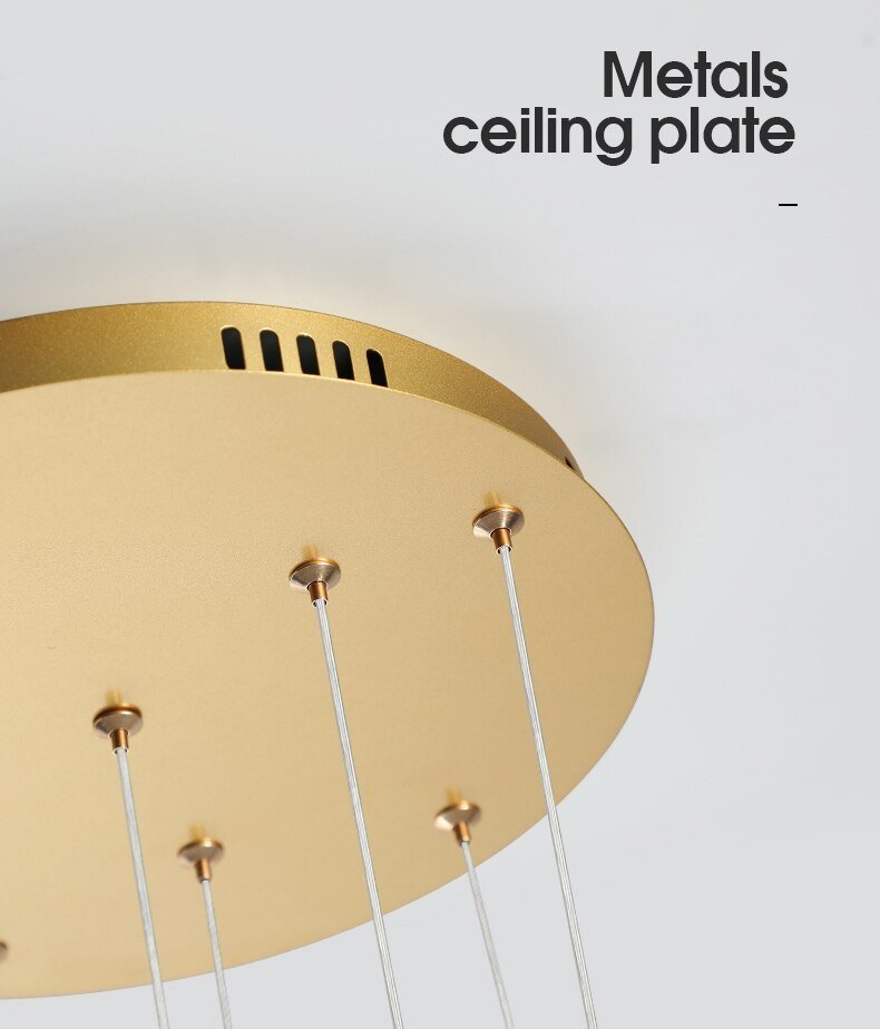 JC Golden/Black LED Hanging Meteor Rain Staircase Chandelier