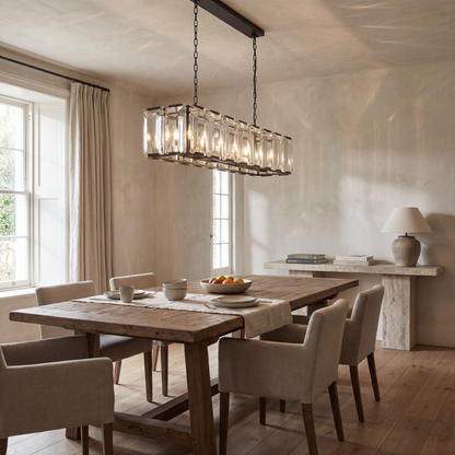 Hartley Crystal Rectangle Chandelier Faceted Glass Prism