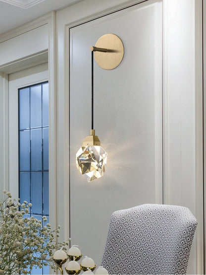 Deniselamp® Gold Minimalist Diamond Design Crystal Pendant Wall Lamp