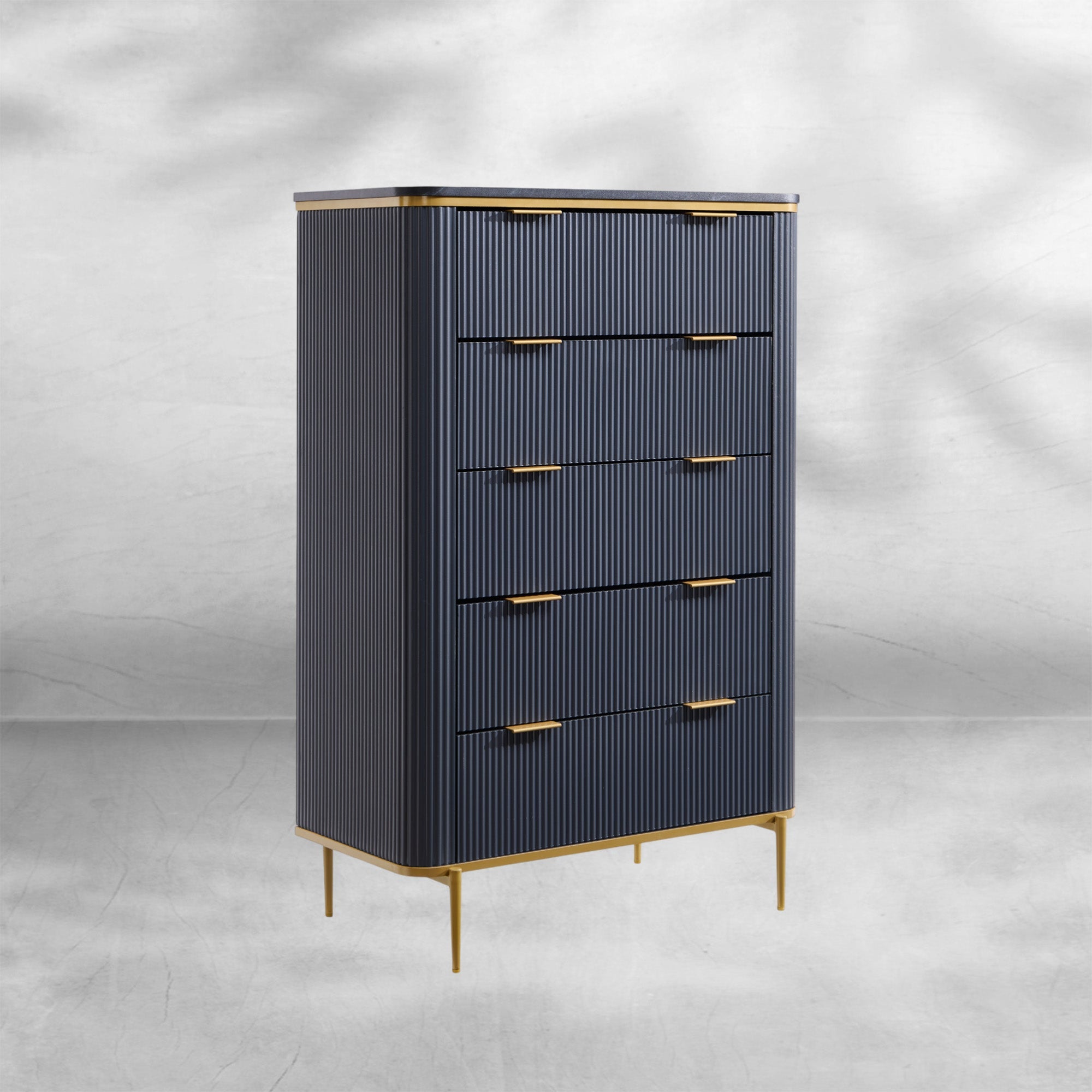 Fluted 5-Drawer Dresser 48" Modern Wood Storage Organizer