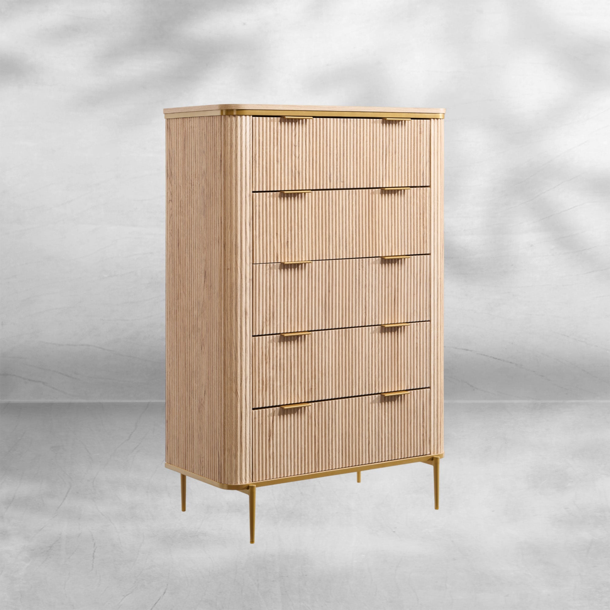 Fluted 5-Drawer Dresser 48" Modern Wood Storage Organizer
