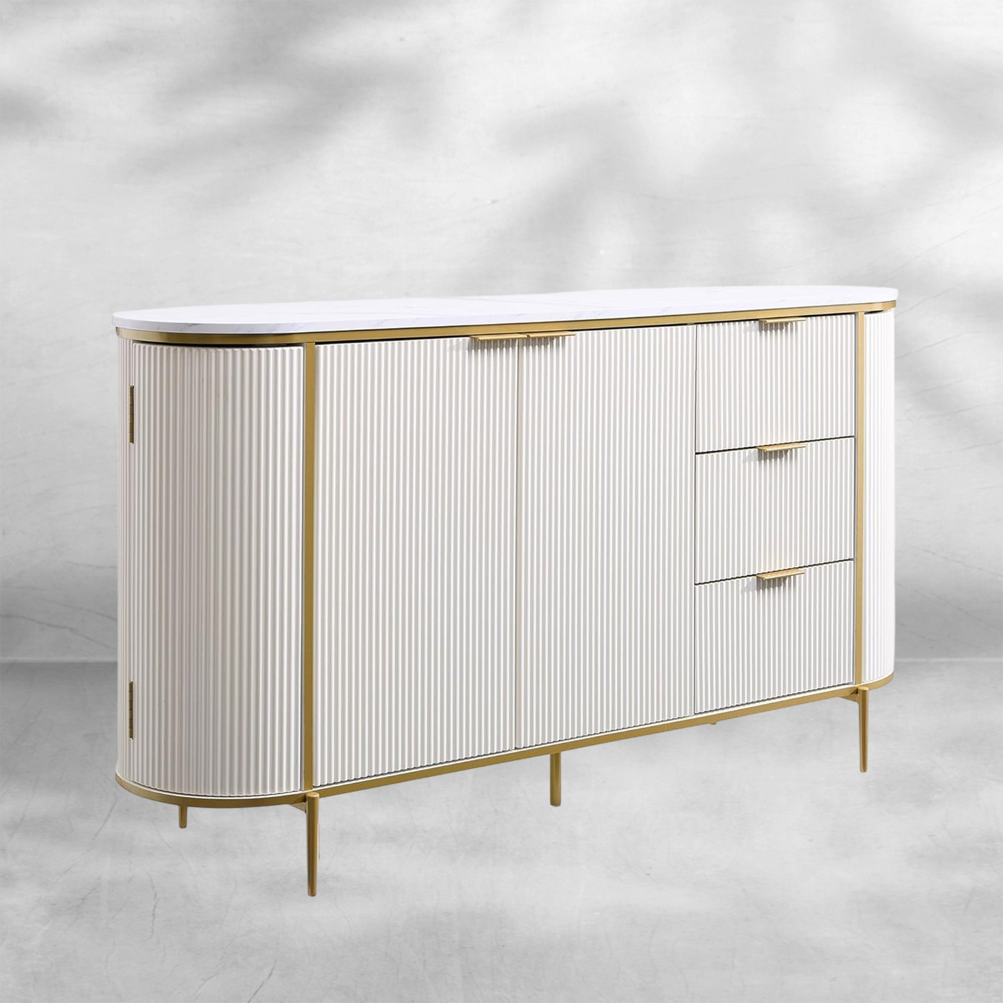 Modern Fluted Sideboard Buffet Cabinet 60" Coffee Bar Wine Storage