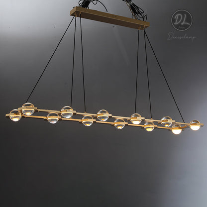 Nimbus- Splendid Star Design Rectangular Chandelier 54"/72"-Lacquered Brass