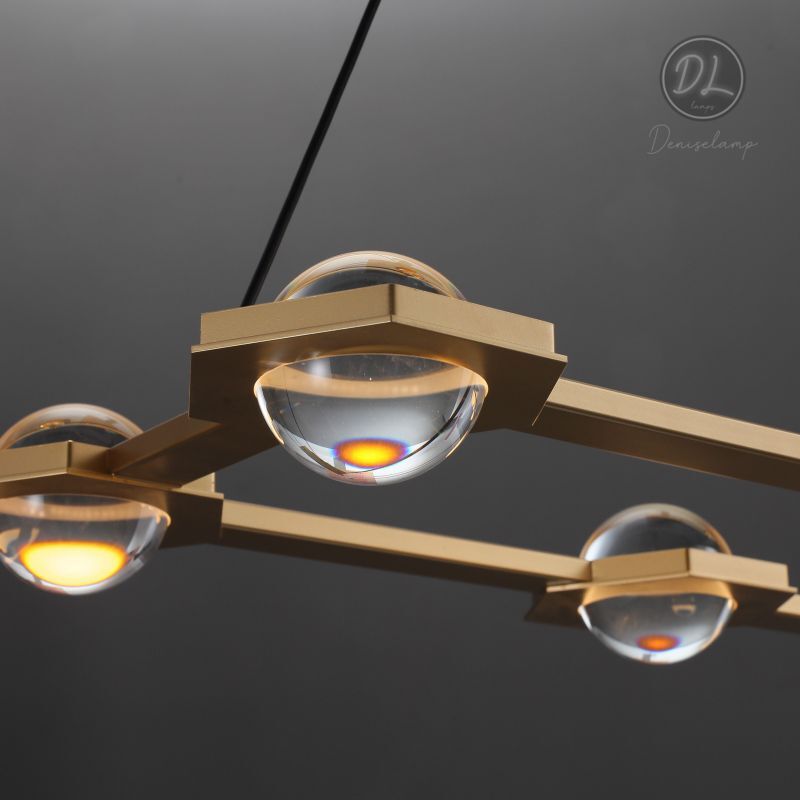 Nimbus- Splendid Star Design Rectangular Chandelier 54"/72"-Lacquered Brass