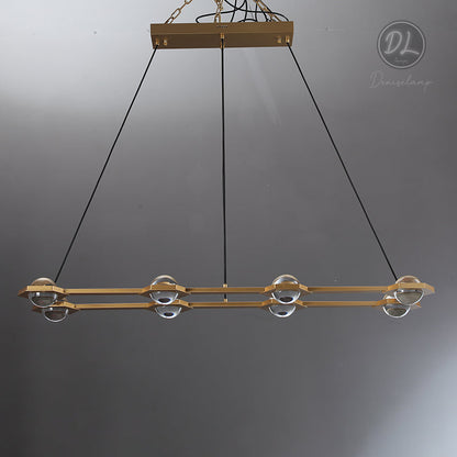 Nimbus- Splendid Star Design Rectangular Chandelier 54"/72"-Lacquered Brass