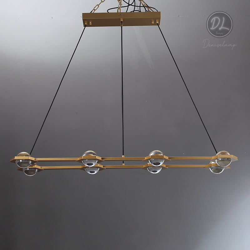 Nimbus- Splendid Star Design Rectangular Chandelier 54"/72"-Lacquered Brass