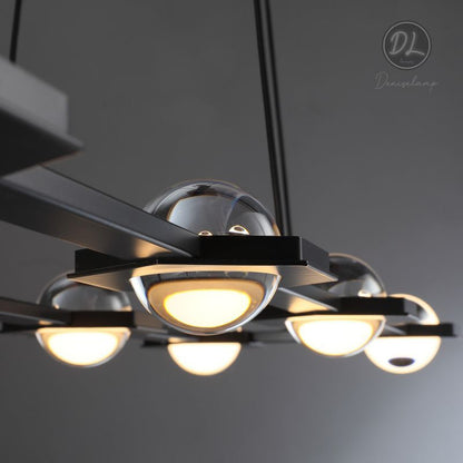 Nimbus- Splendid Star Design Rectangular Chandelier 54"/72"-Matte Black