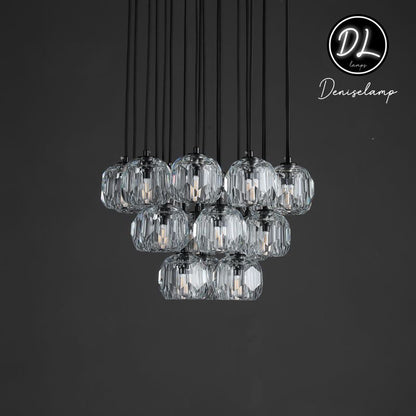 Damn- Modern Design Hexagonal Crystal Ball Cluster Chandelier 19"