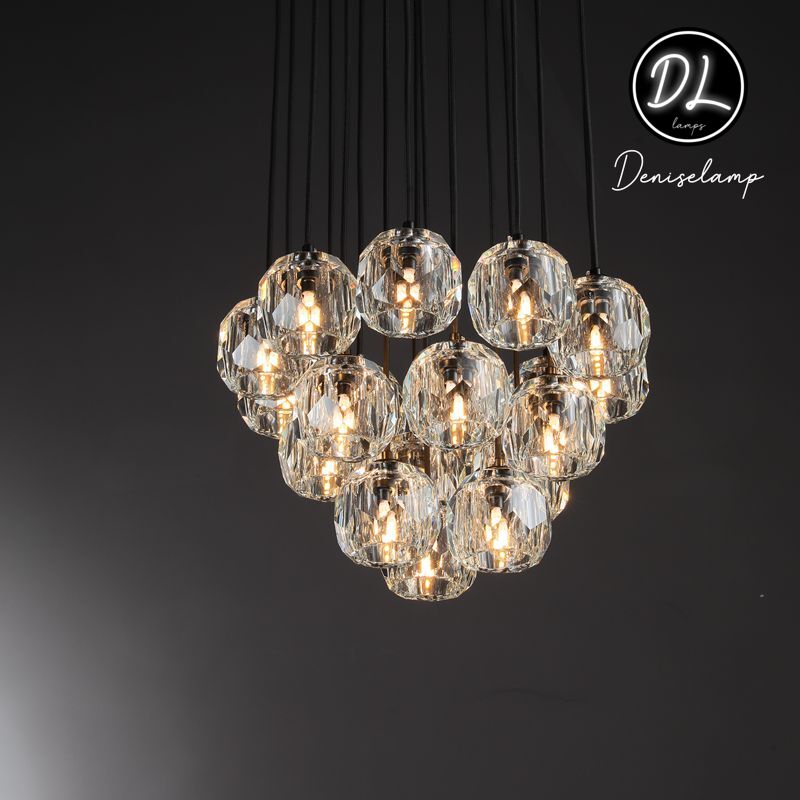 Damn- Modern Design Hexagonal Crystal Ball Cluster Chandelier 19"