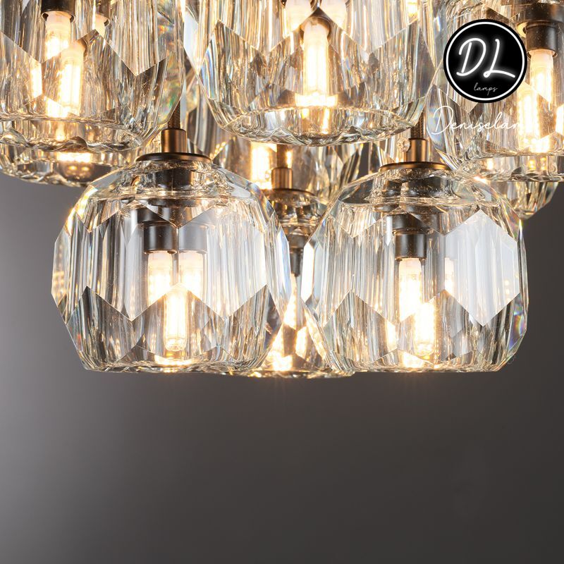Damn- Modern Design Hexagonal Crystal Ball Cluster Chandelier  24"