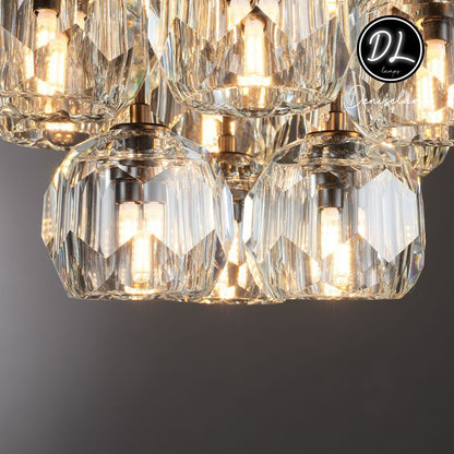 Damn- Modern Design Hexagonal Crystal Ball Cluster Chandelier 19"