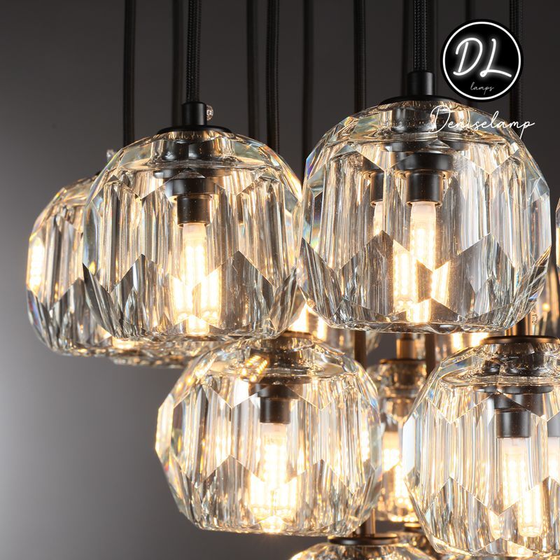 Damn- Modern Design Hexagonal Crystal Ball Cluster Chandelier  24"